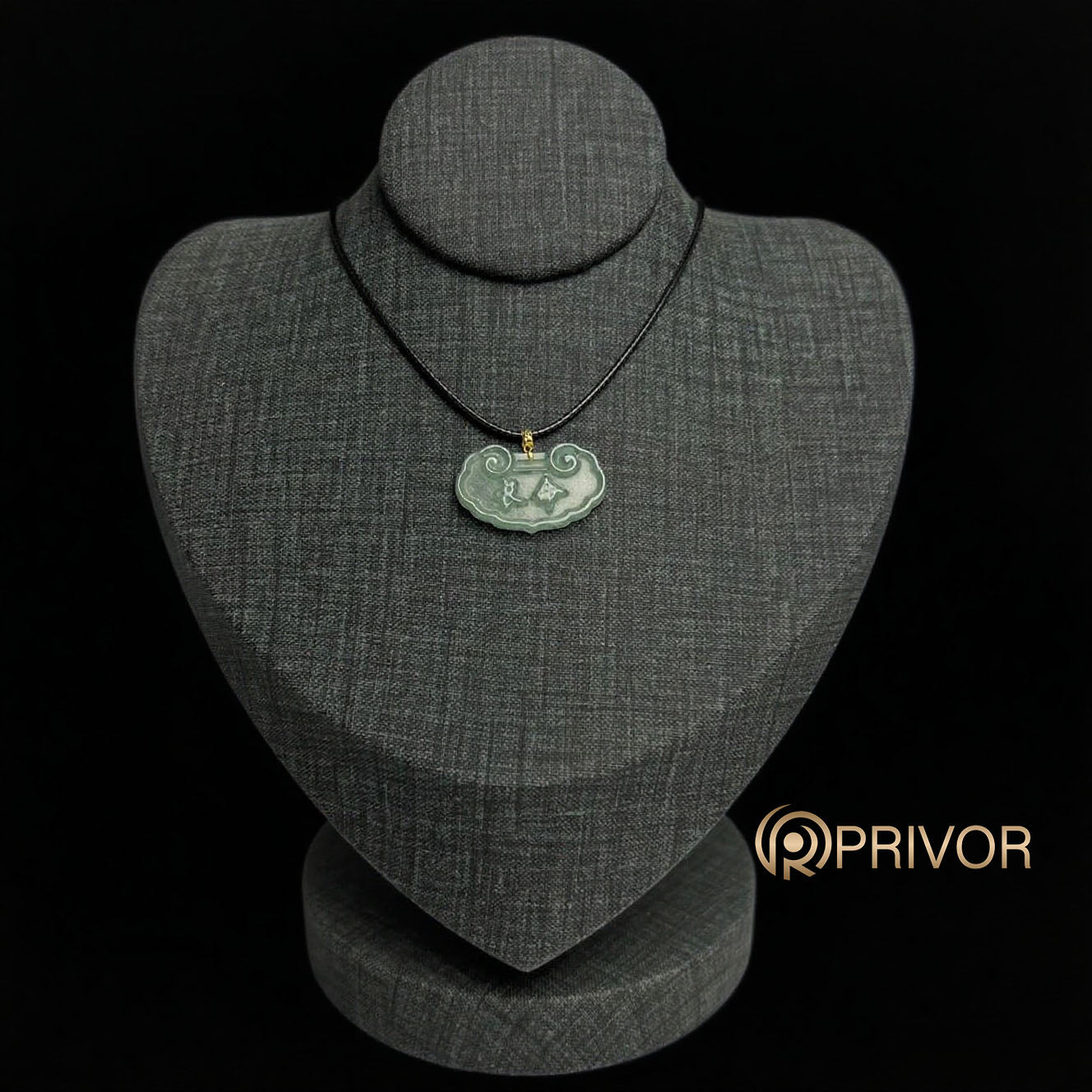 18K Gold Cloud Motif Lock Icy Jadeite Pendant