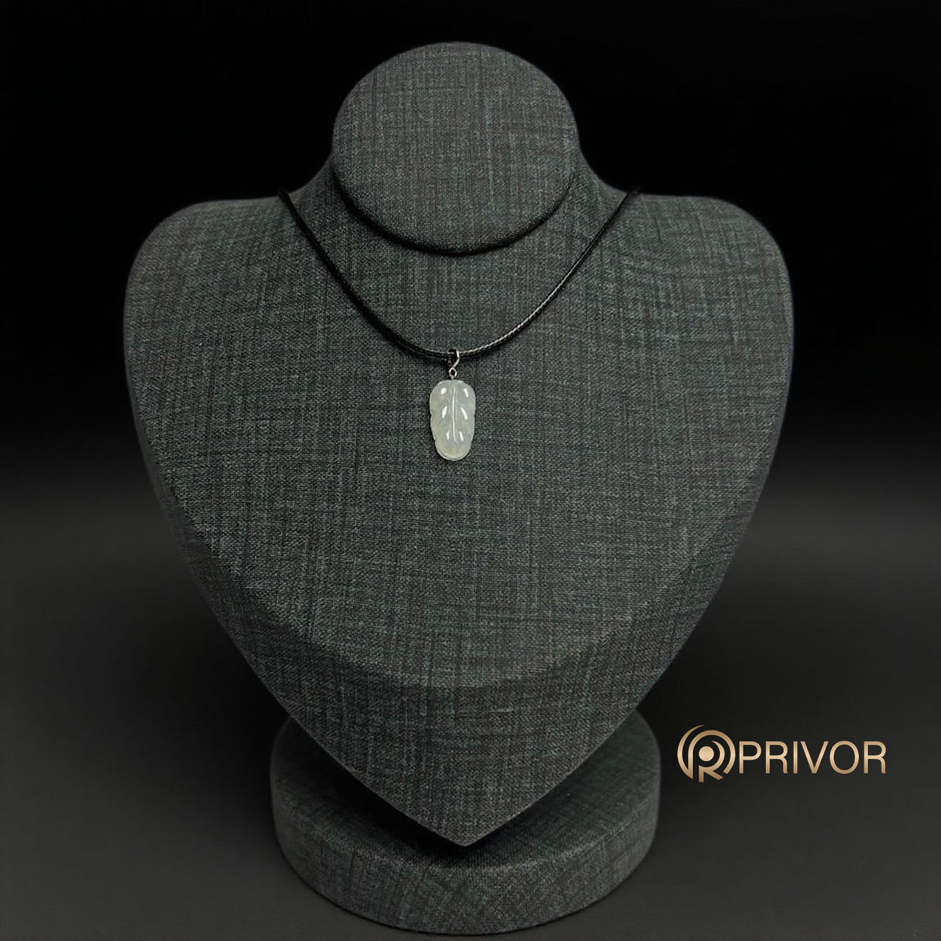 18K Gold Mini Carved Leaf Jadeite Pendant