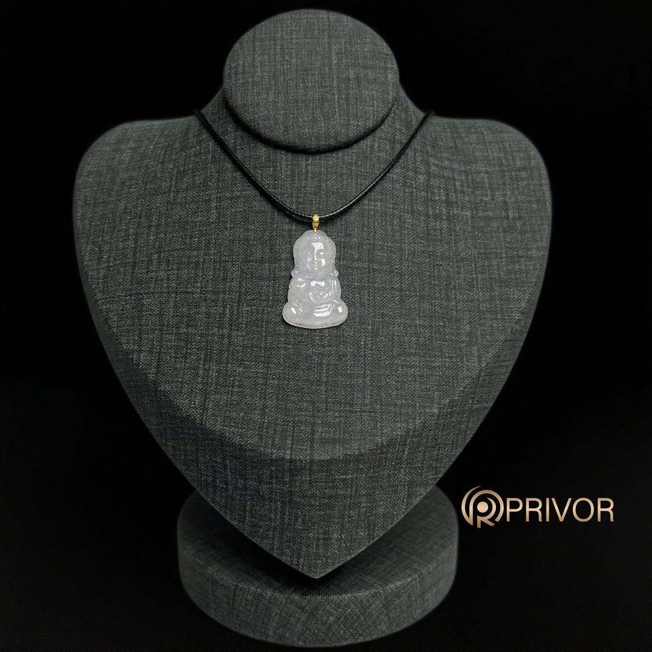 18K Gold Lavender Smiling Baby-Buddha Pendant