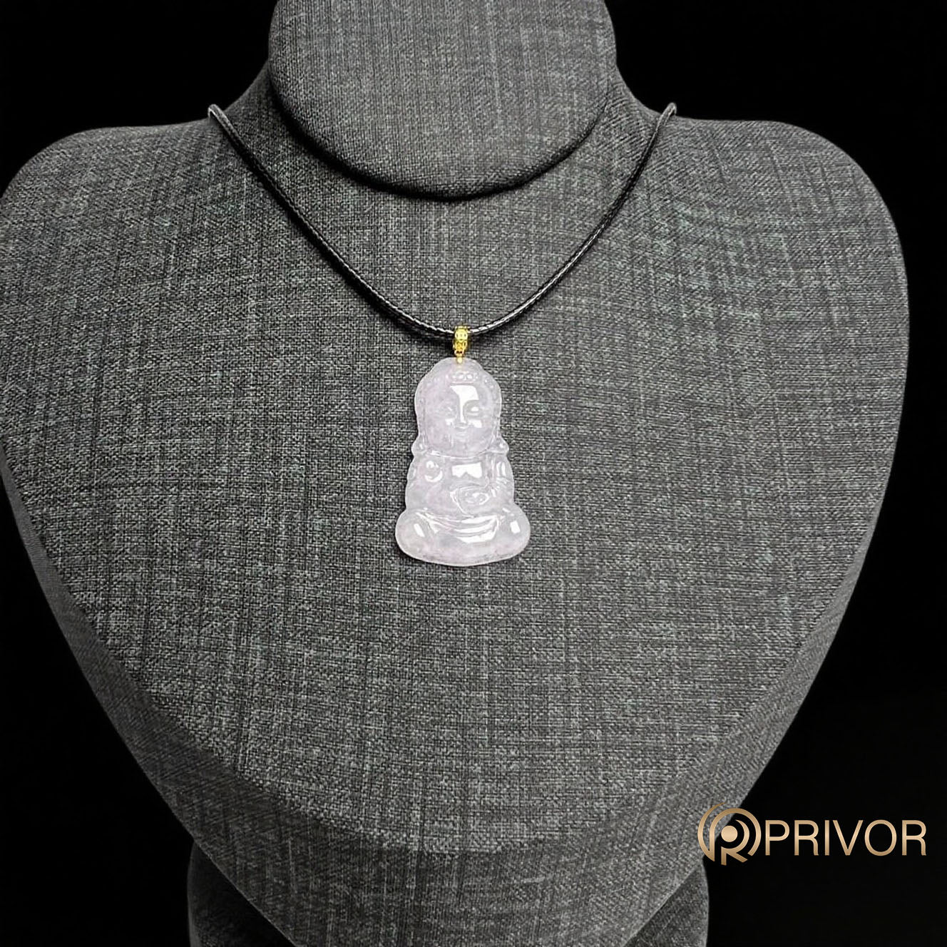 18K Gold Lavender Smiling Baby-Buddha Pendant