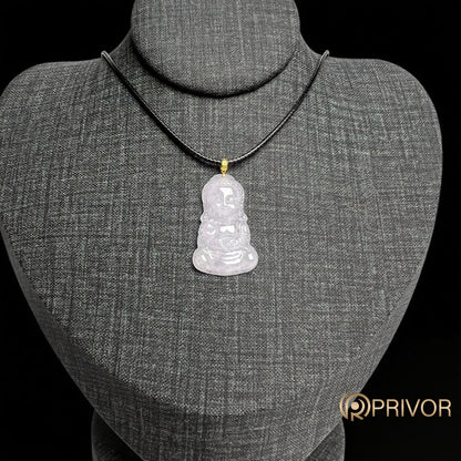 18K Gold Lavender Smiling Baby-Buddha Pendant