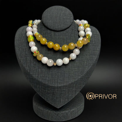 Cloisonné & Jade Beaded Necklace