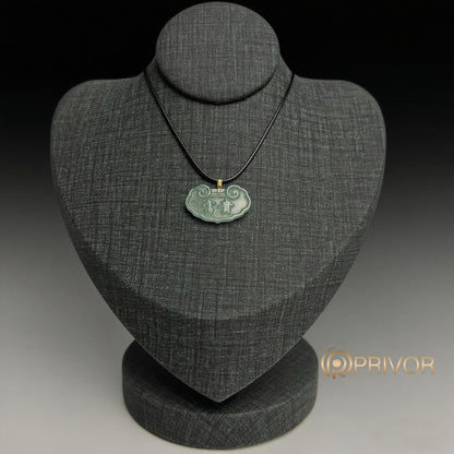 18K Gold Cloud Motif Lock Icy Jadeite Pendant