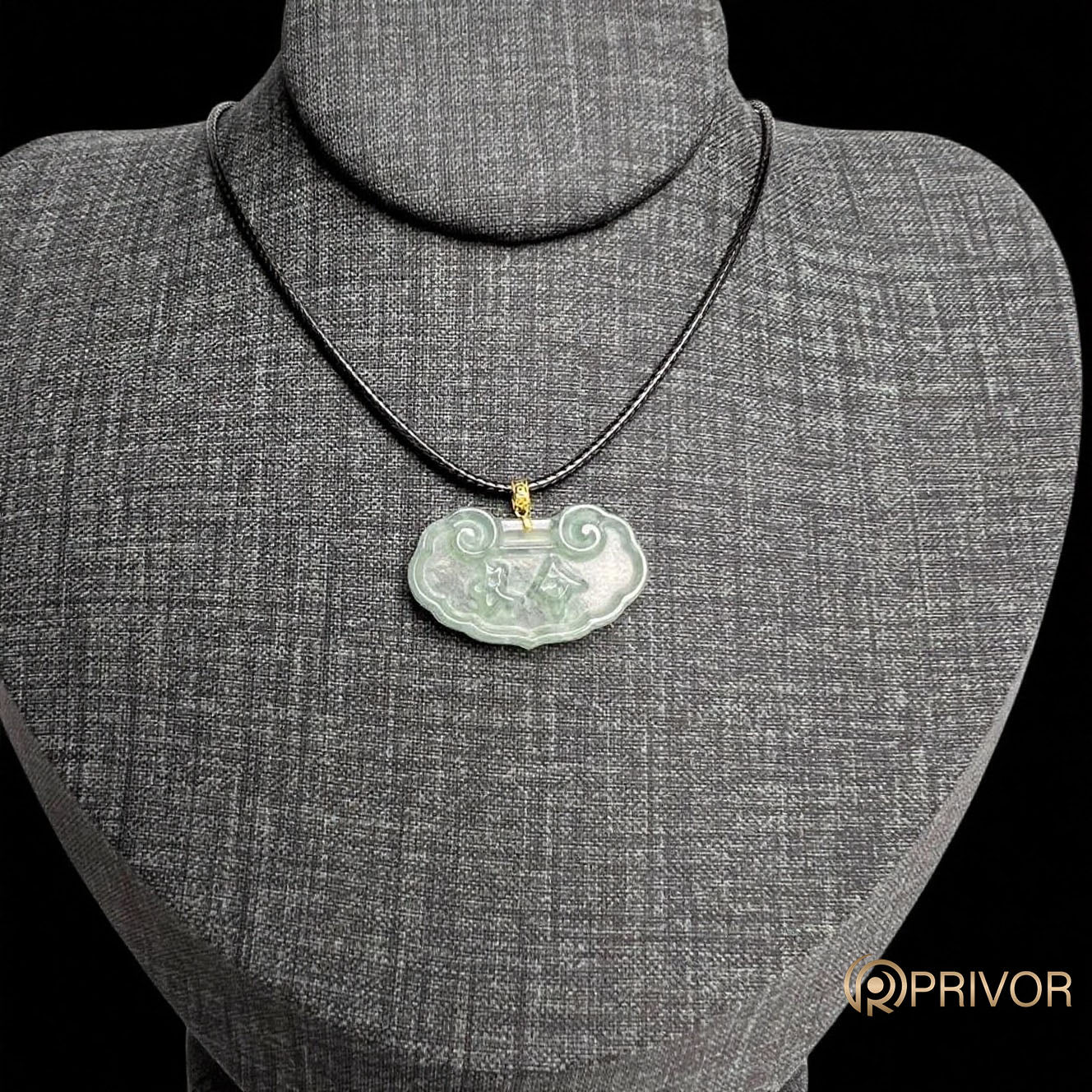 18K Gold Cloud Motif Lock Icy Jadeite Pendant