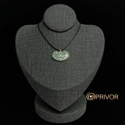 18K Gold Cloud Motif Lock Icy Jadeite Pendant