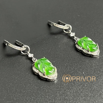 Leaf Charm Hoops Earrings