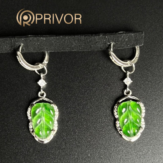 Leaf Charm Hoops Earrings