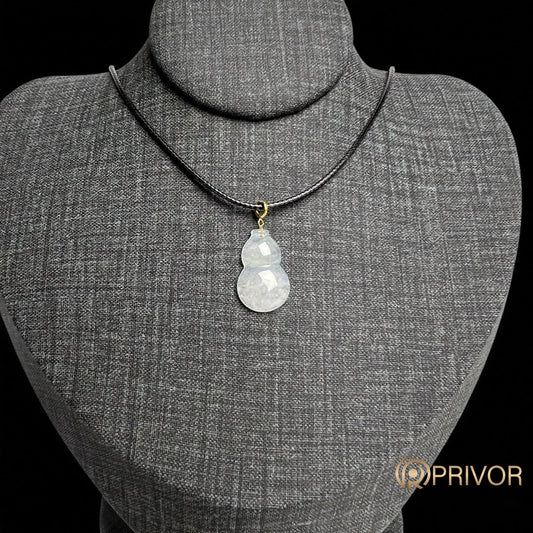 18K Gold Double Gourd Icy Jadeite Pendant